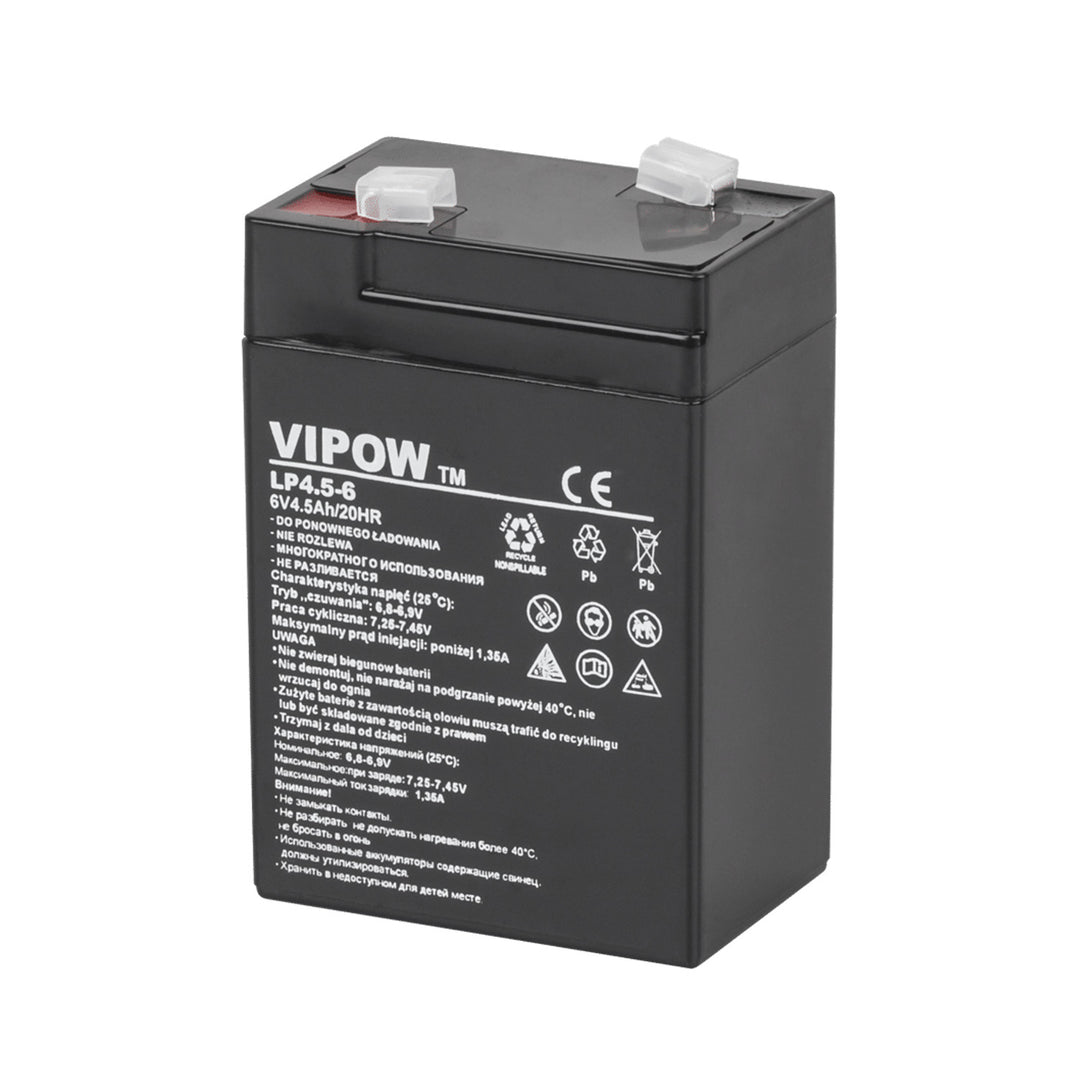 Batterie gel Vipow, sans entretien, longue durée de vie, 6V 4,5Ah, BAT0200