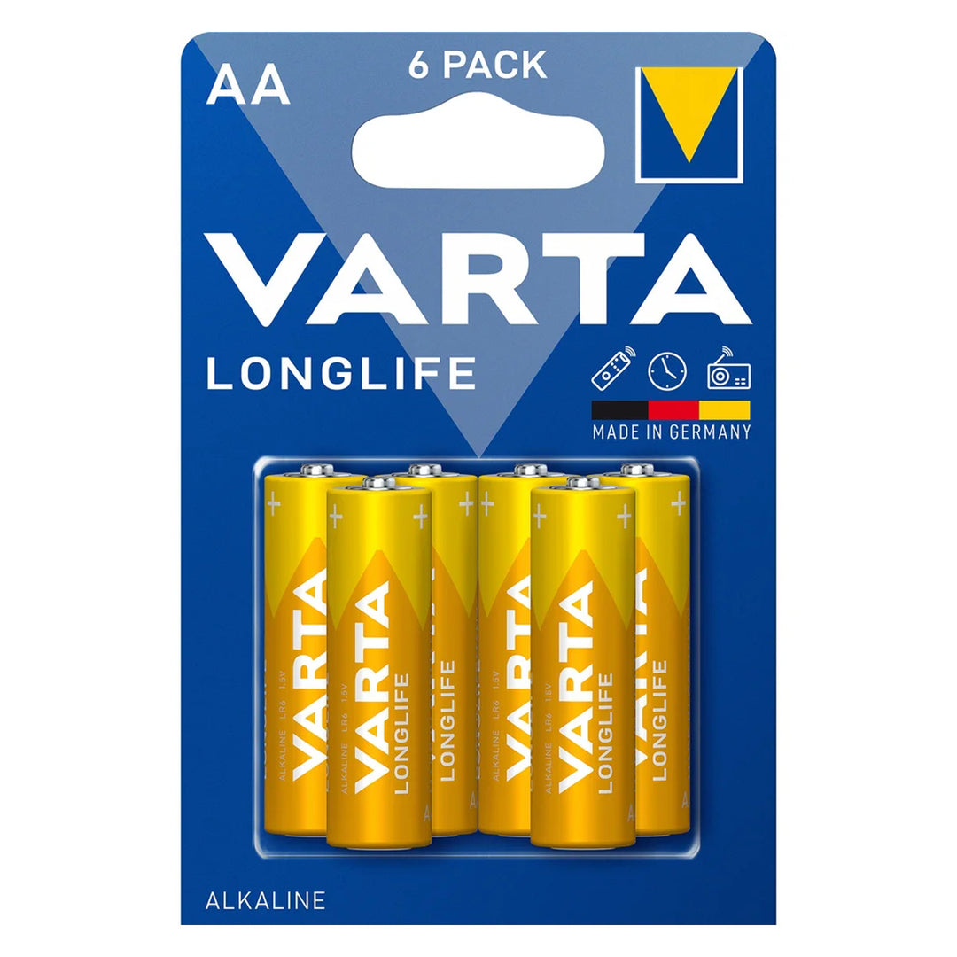 6x Varta R-06 R06 AA 1.5V pile alcaline Longlife
