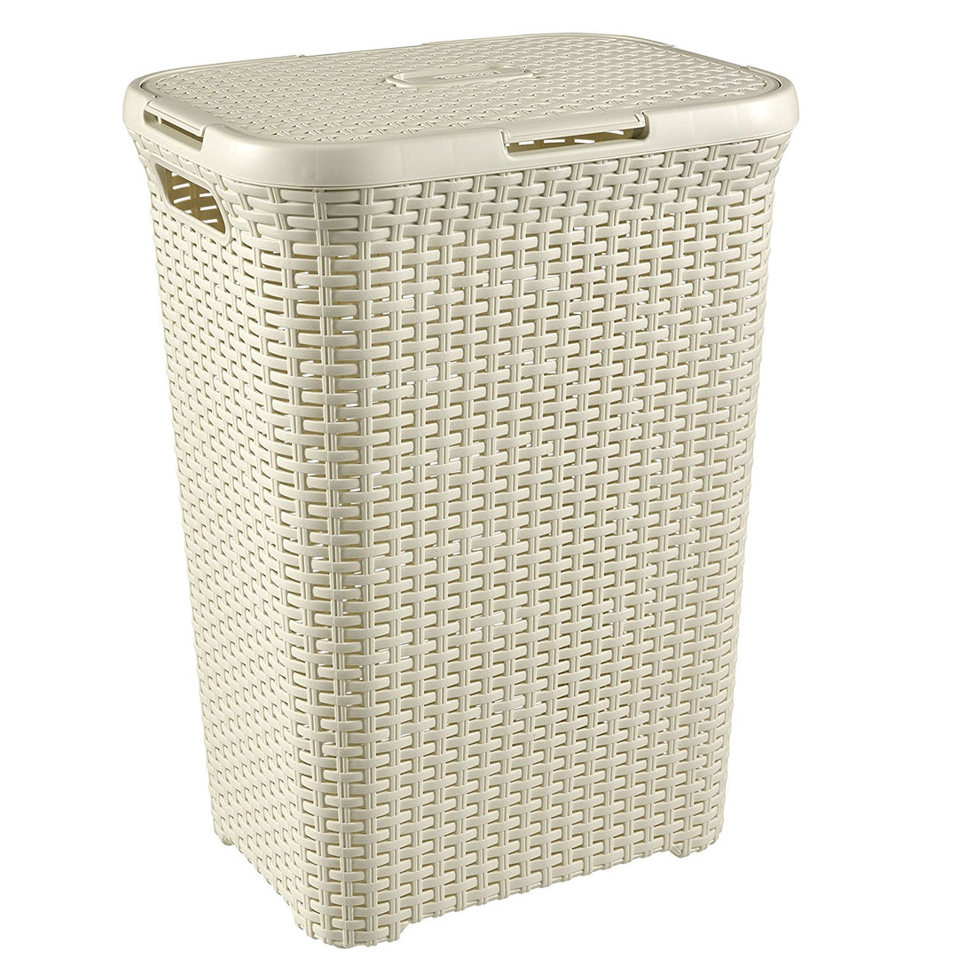 Panier à linge Curver, design ajouré, 60L, crème, Natural Style