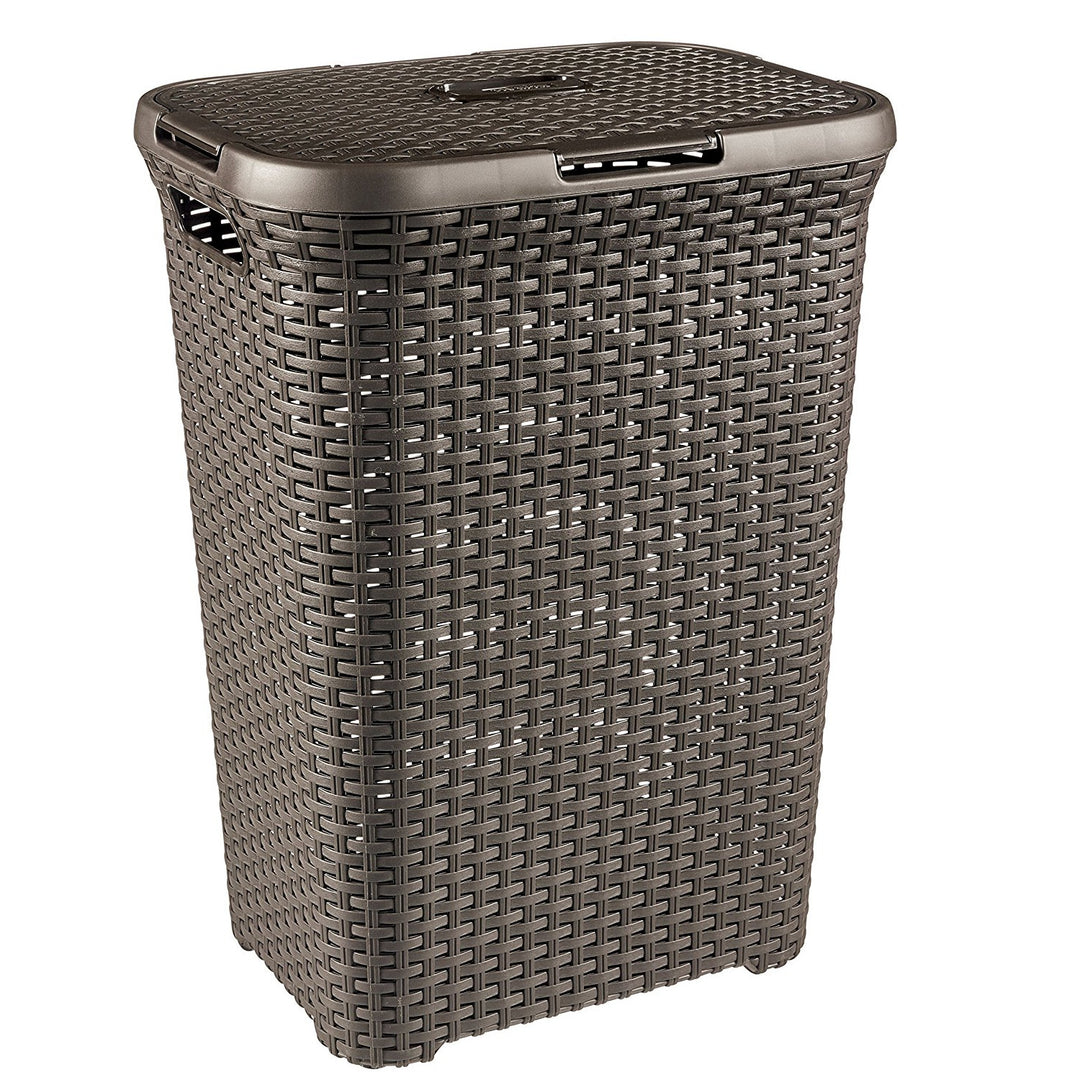 Panier à linge Curver, design ajouré, 60L, brun foncé, Natural Style