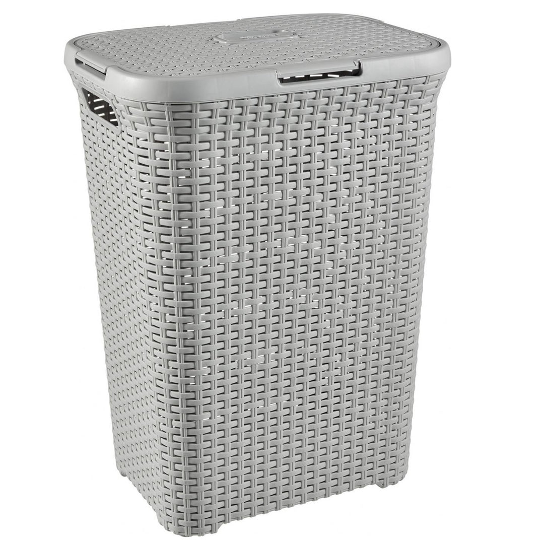 Panier à linge Curver, design ajouré, 60L, gris clair, Natural Style