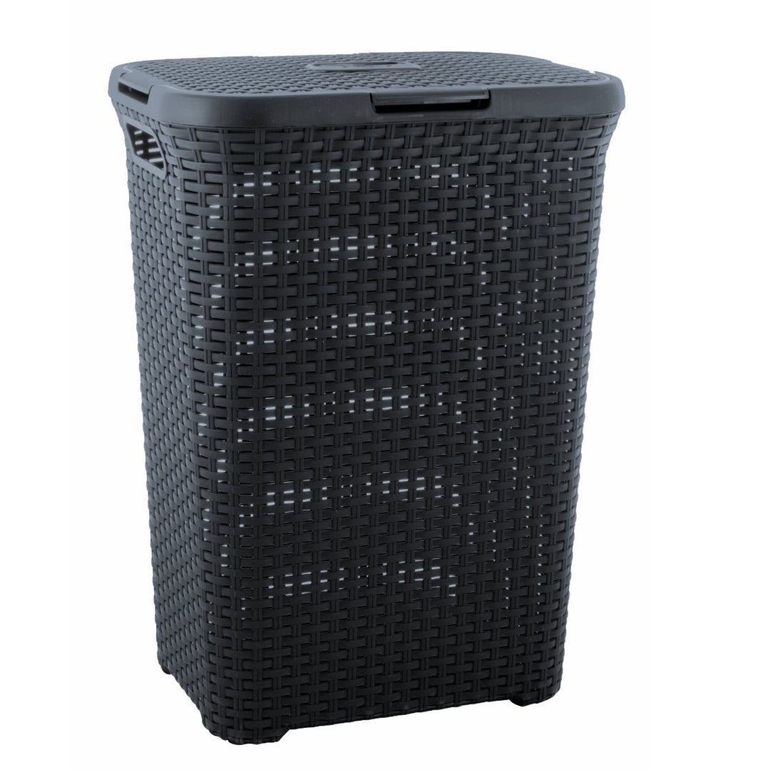 Panier à linge Curver, design ajouré, 60L, gris foncé, Natural Style