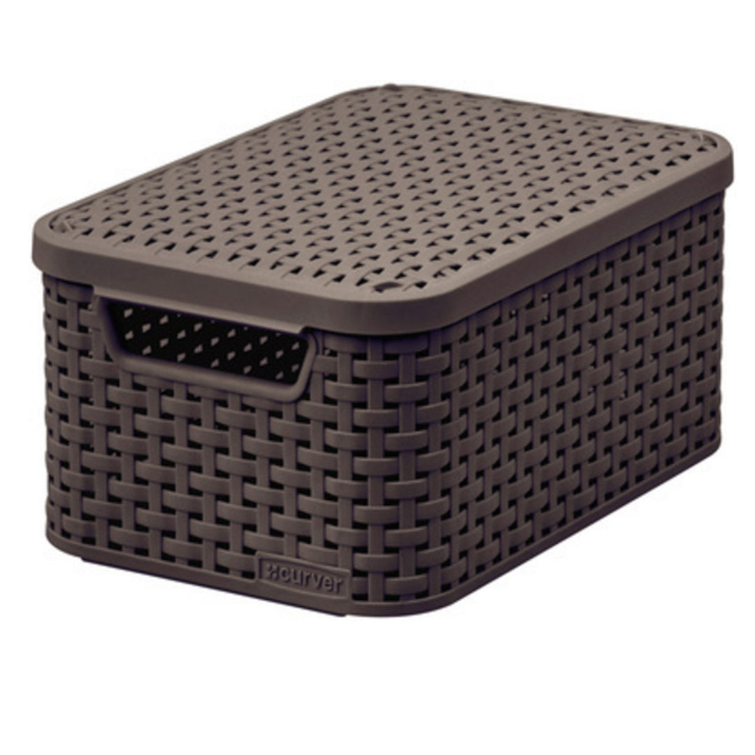 Panier avec couvercle Curver Rattan Style M brun foncé