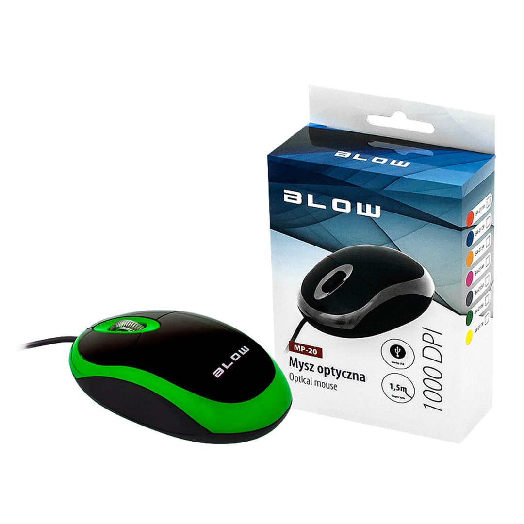 Souris optique pour ordinateur USB BLOW MP-20 vert
