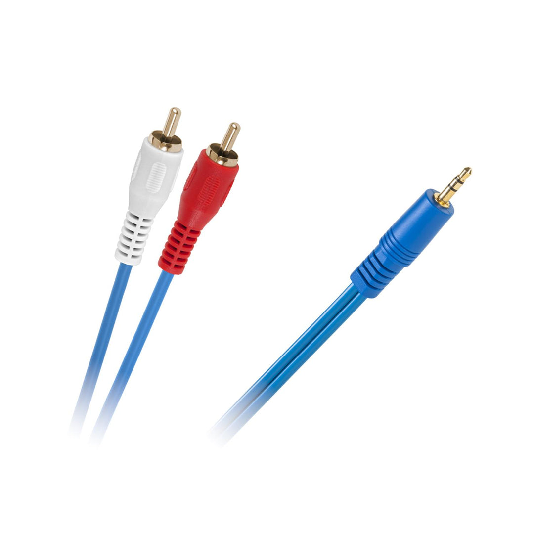 Câble jack 3,5 mm vers 2x RCA 3 m bleu pour l'audio