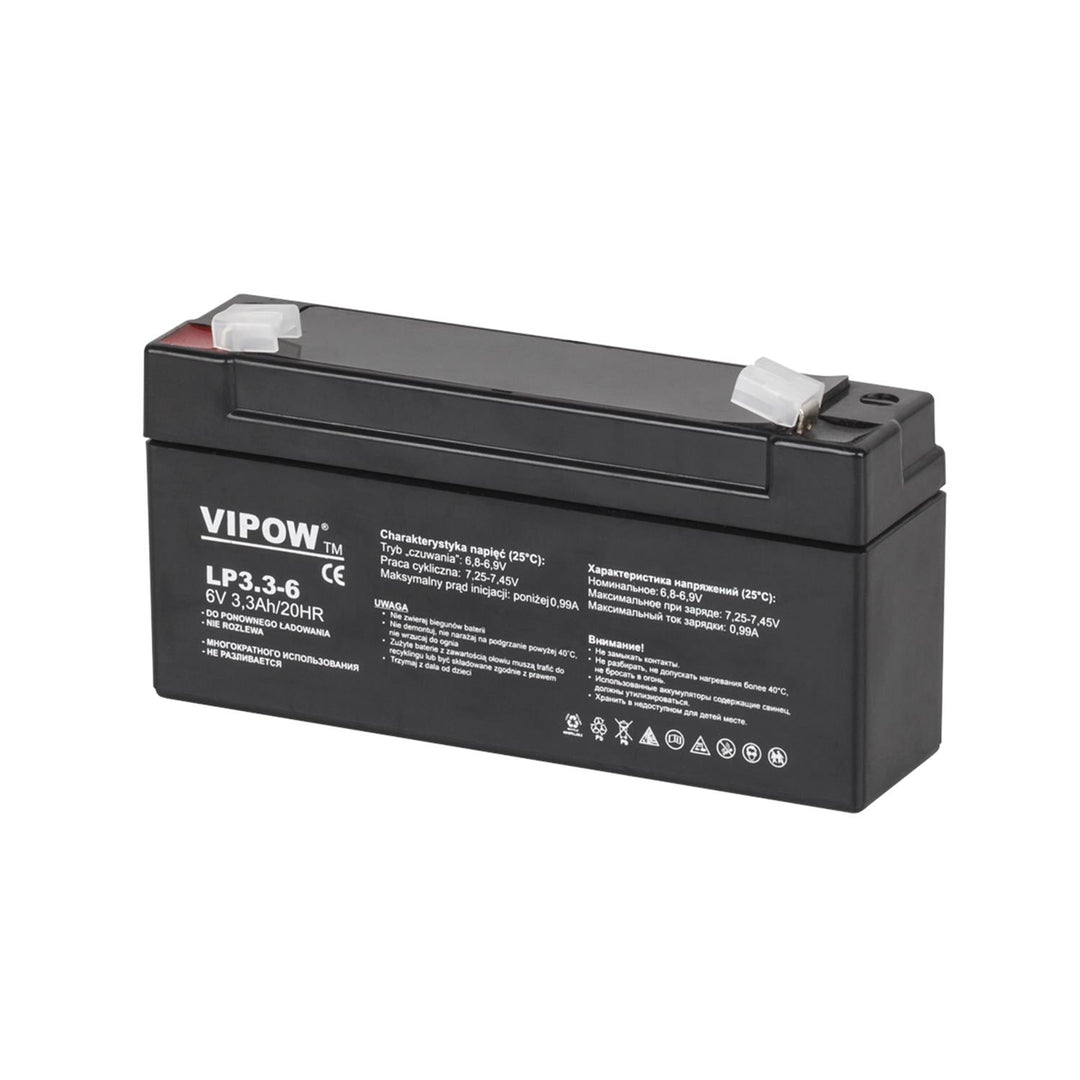 Batterie gel Vipow, sans entretien, longue durée de vie, 6V 3,3Ah, BAT0205