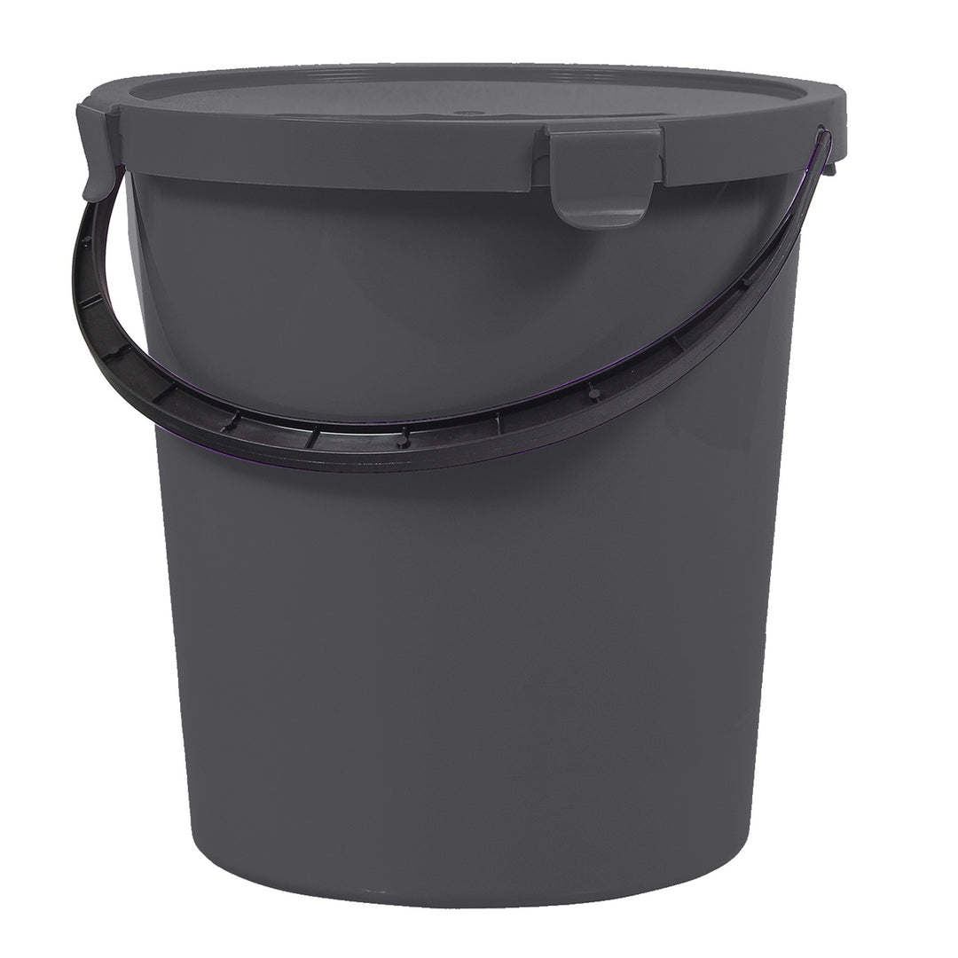 Seau Plast Team Berry 5L avec couvercle et poignée, gris foncé
