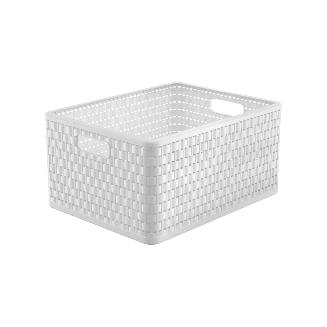 Panier conteneur Rotho Country A4 + 28L blanc style rotin