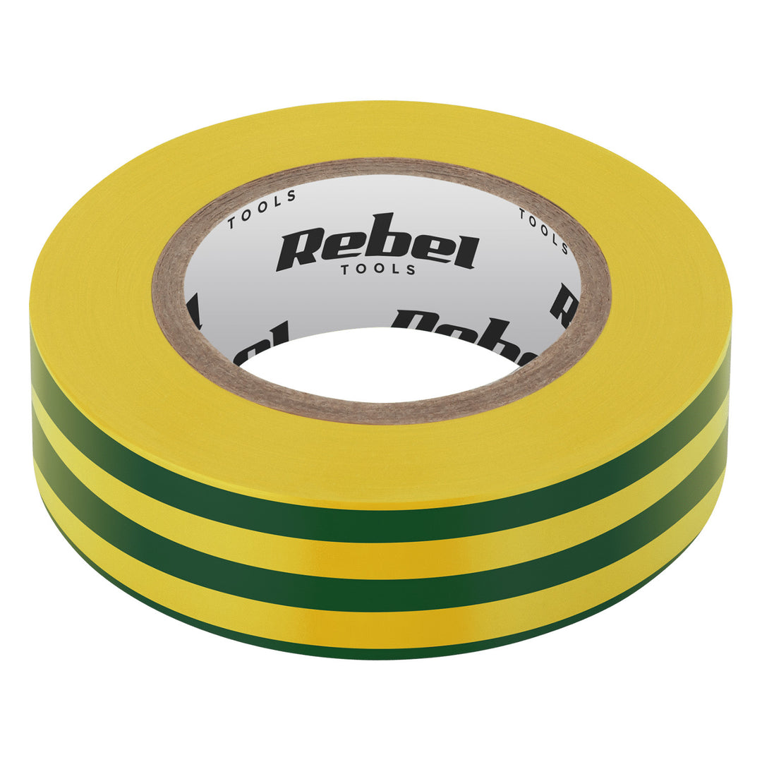 Ruban isolant adhésif REBEL (0,13 mm x 19 mm x 10 yd) jaune-vert