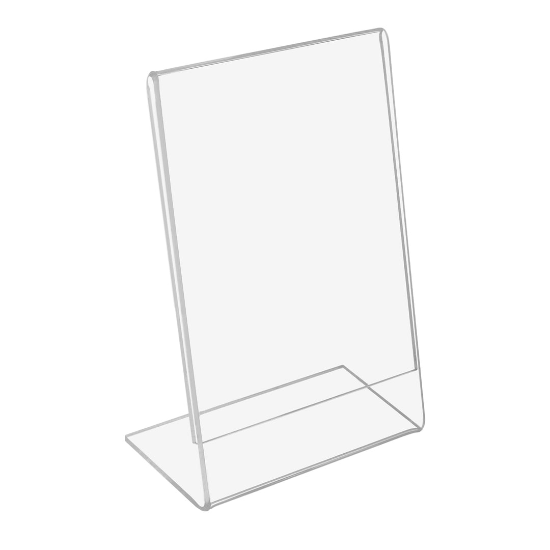 Stand A7 pour description, dépliant, menu, type L, vertical, transparent