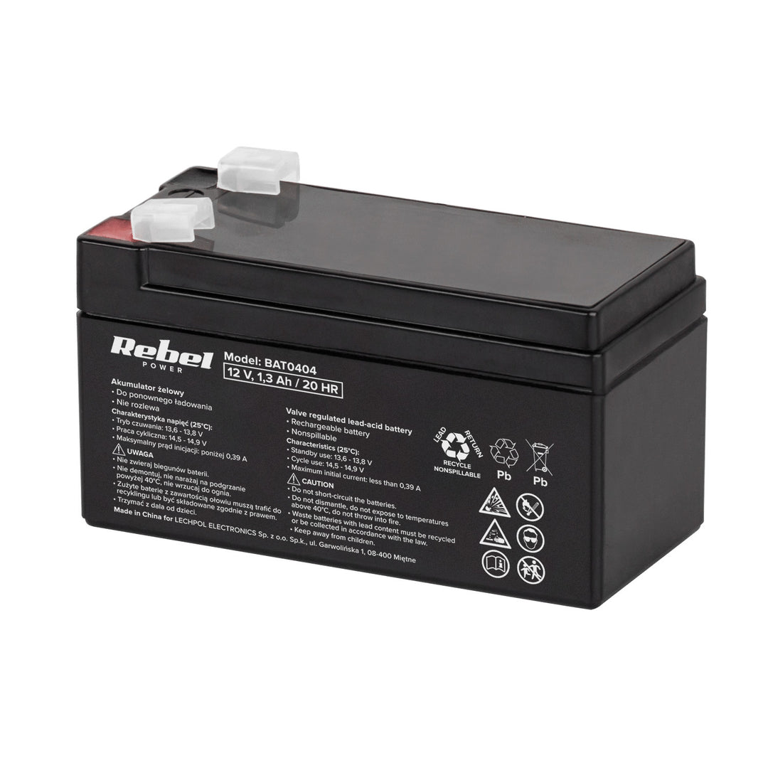 Batterie au gel sans entretien Rebel 12V 1.3Ah, longue durée de vie