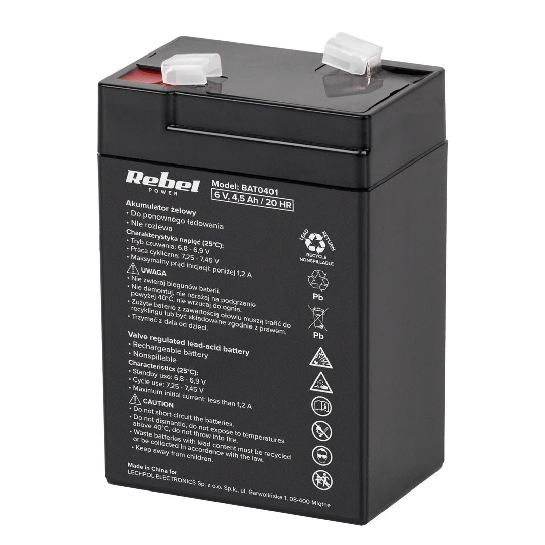 Batterie au gel sans entretien Rebel Power 6 V 4,5 Ah