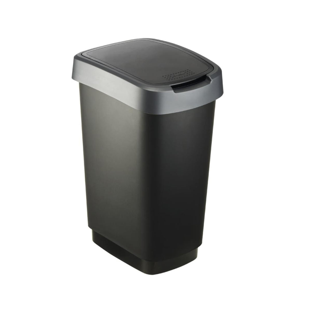 Bac pivotant Rotho Twist 25L noir et argent
