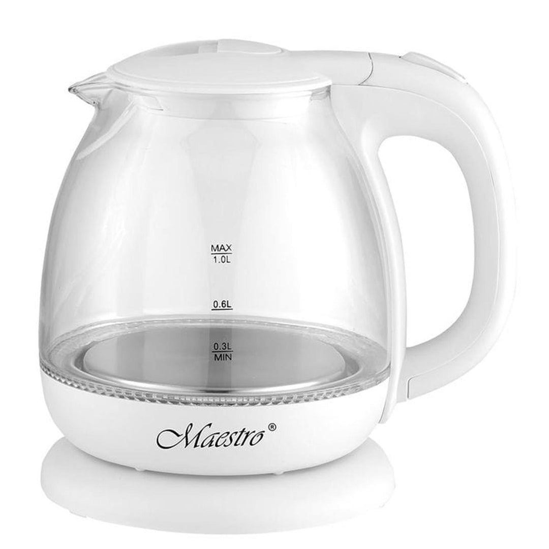 Bouilloire électrique en verre éclairée 1L Maestro MR055 - blanc