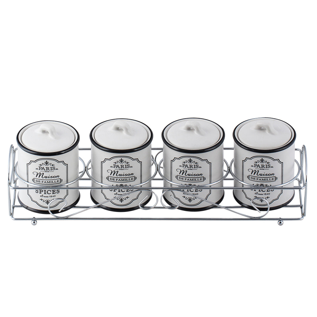 Maestro Paris Set 4 pots à épices en céramique et support