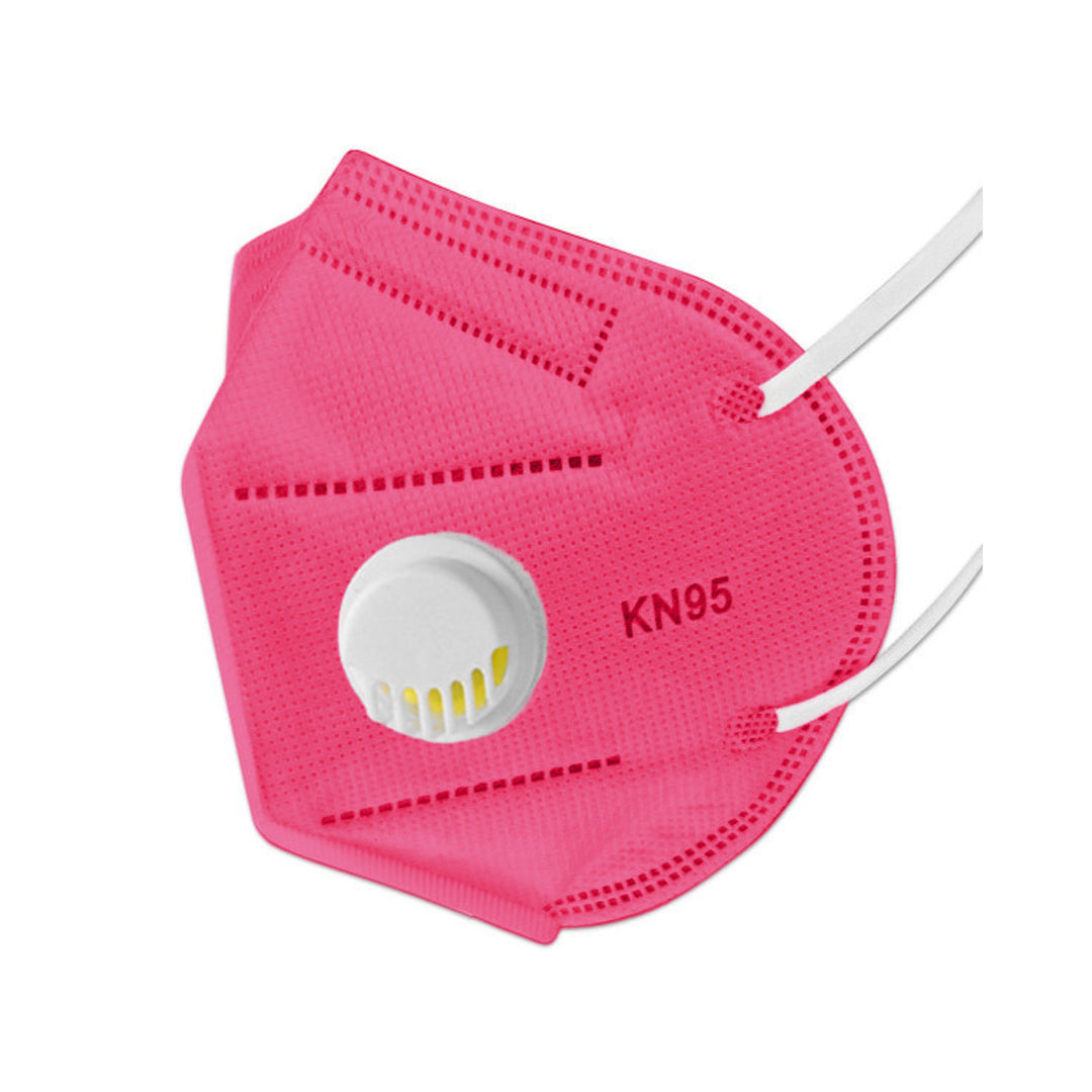 Lot de 5 masques filtrants KN95 avec valve - coloris rose