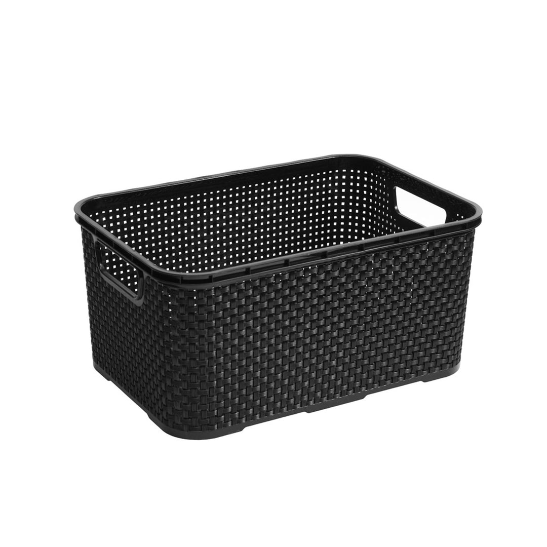 BranQ Panier de rangement en rotin 10L gris avec poignées