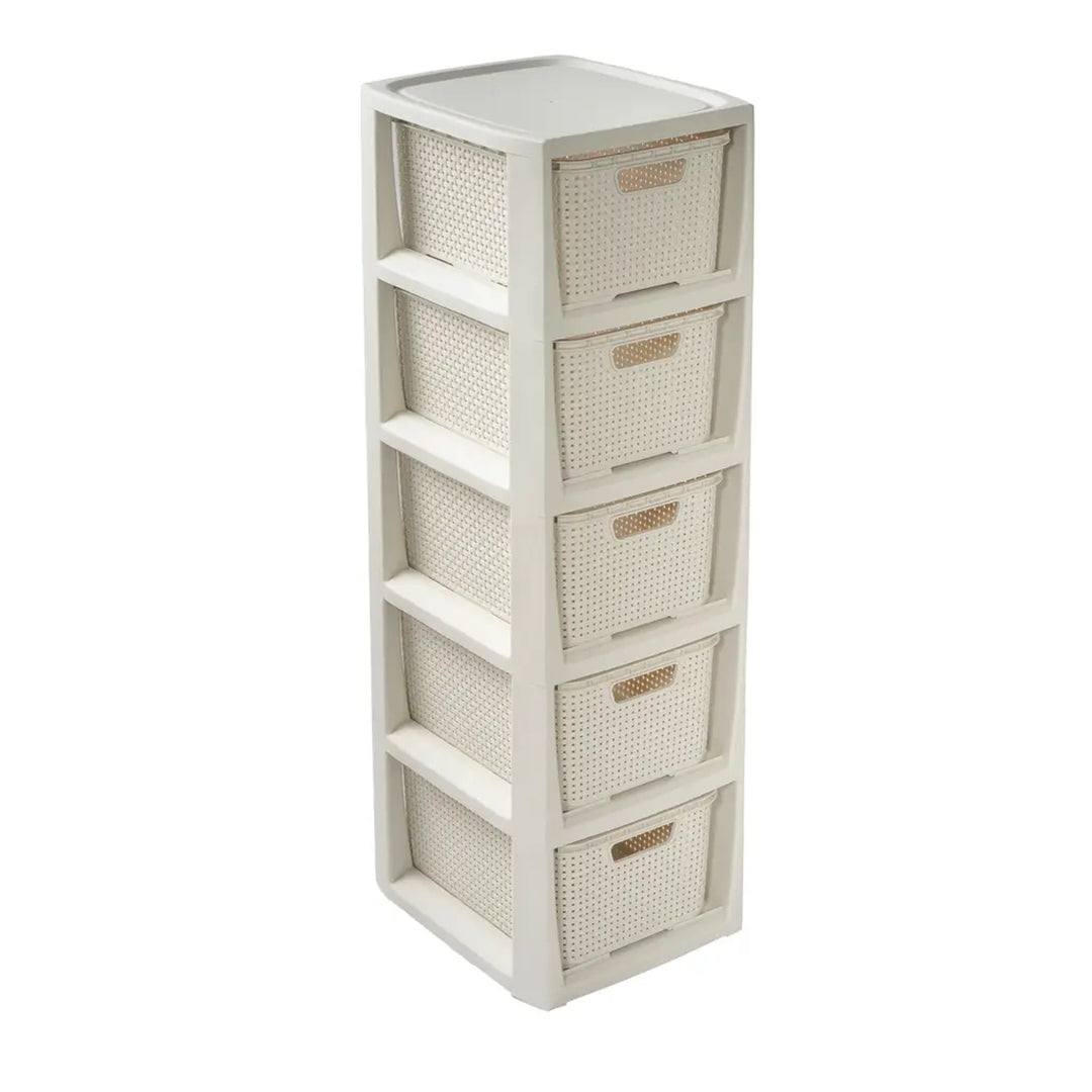 Commode avec 5 paniers BranQ blanc antique