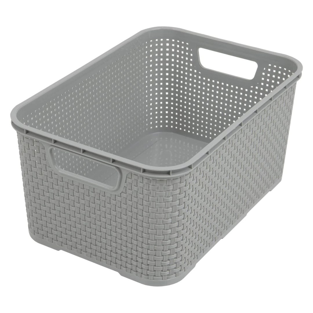 BranQ Panier de rangement 7L en rotin gris avec poignées