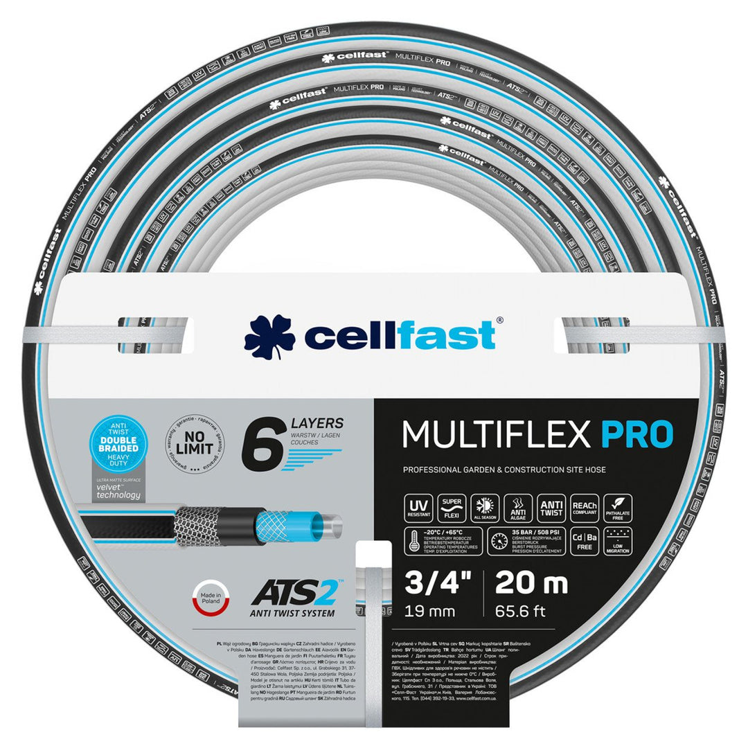 CELLFAST 13-820 MULTIFLEX PRO ATS2 tuyau d'arrosage 3/4 20m 6 plis
