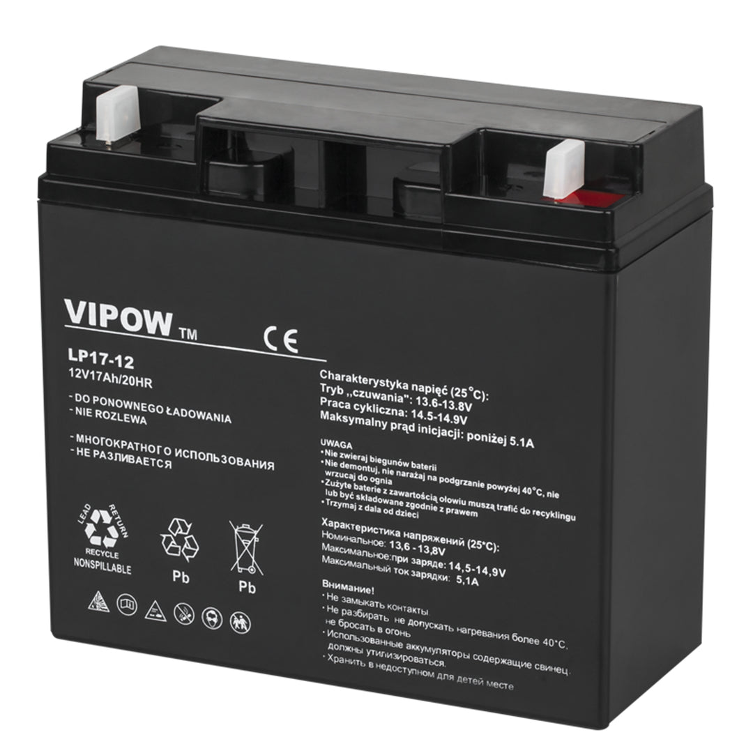 Vipov AGM 12V 17Ah batterie au gel, diverses utilisations, couleur noire