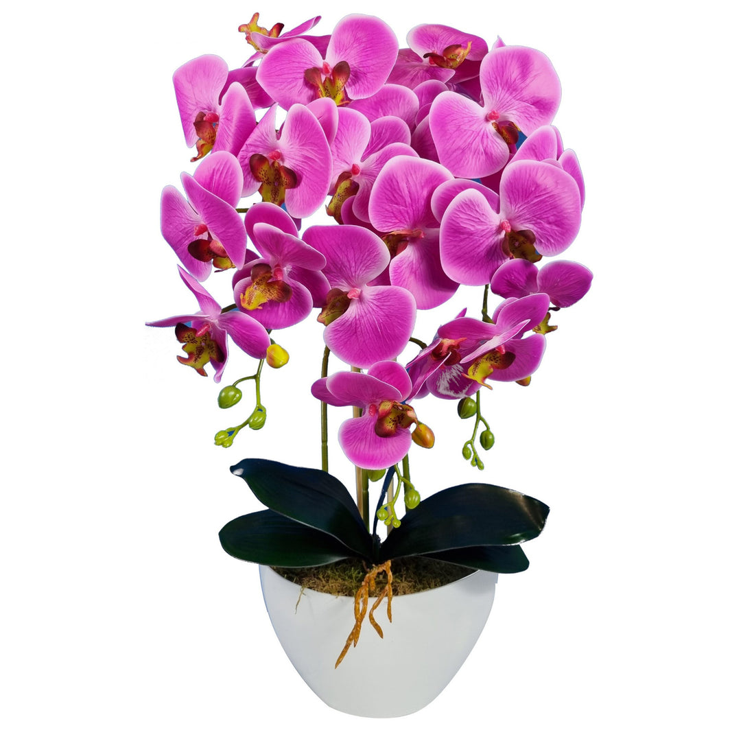 Orchidée artificielle Damich, rose, en caoutchouc, 3pgoc