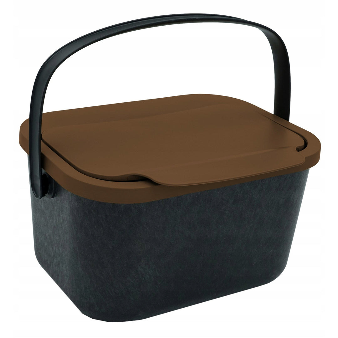 Poubelle bio, capacité 4,5 litres, noir avec couvercle marron, Mini Bini