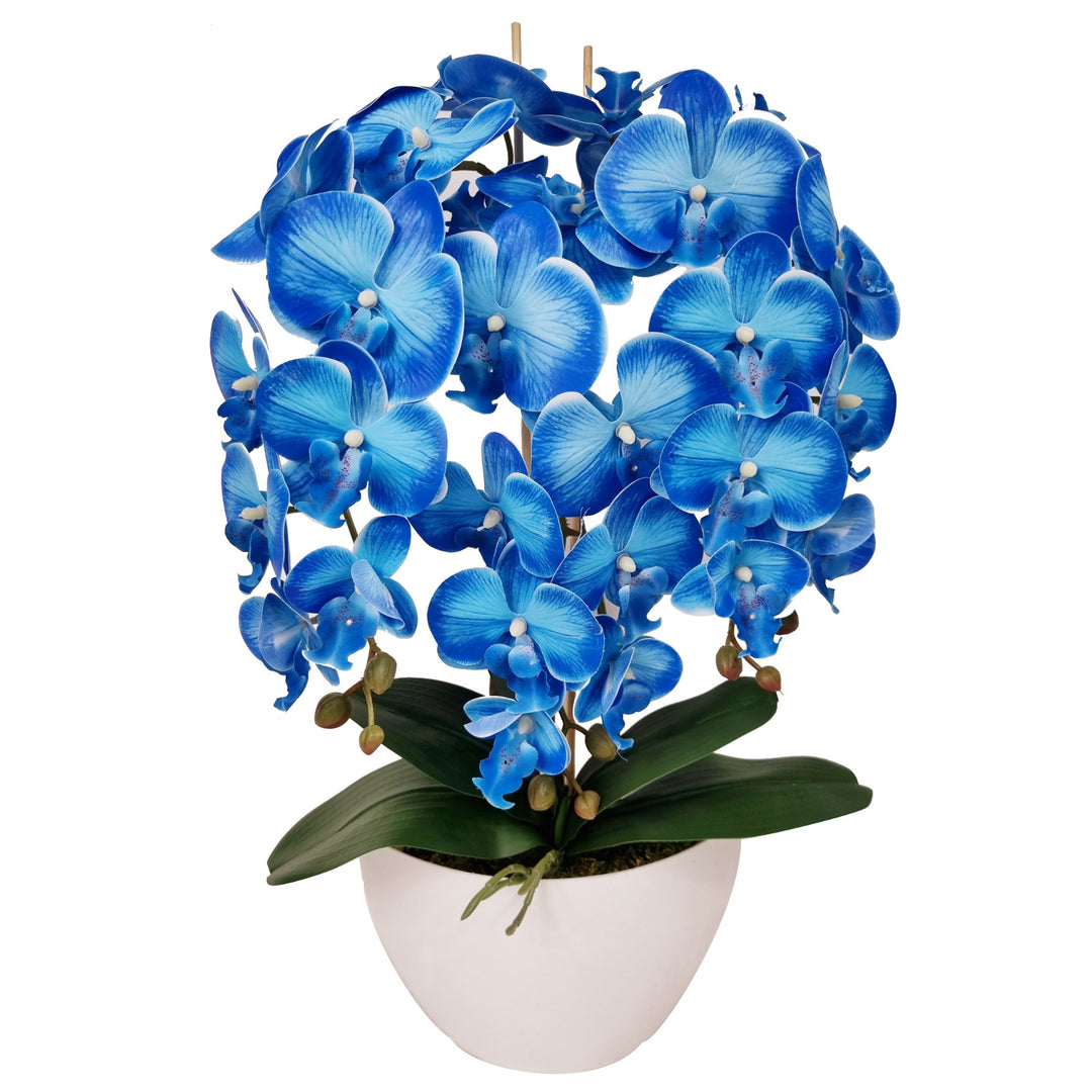 Orchidée artificielle Damich, en caoutchouc, pot blanc, 3pgnb