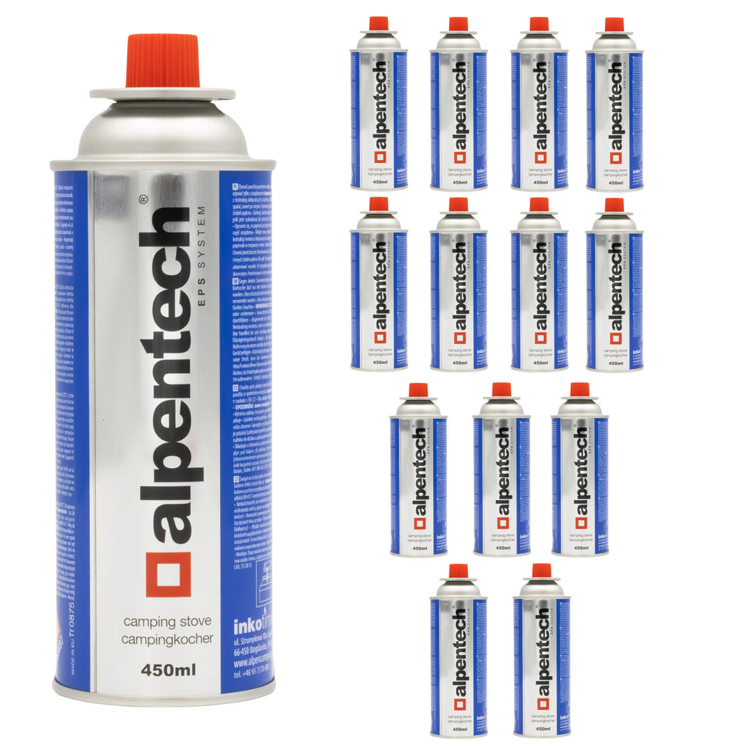 Cartouche de gaz Alpentech 450ml, conforme à la norme EN417, isobutane, système EPS, IK301, 14 pièces