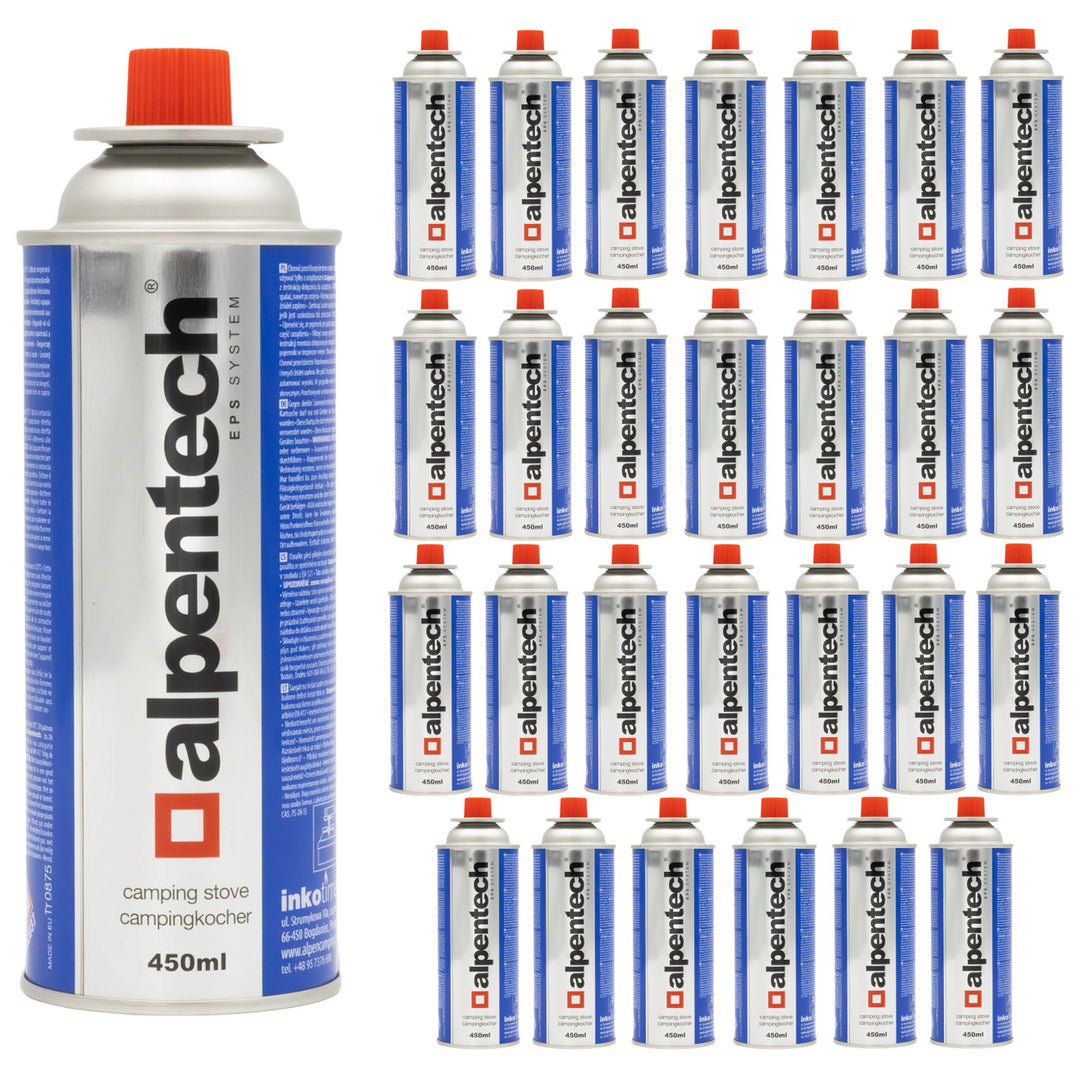 Cartouche de gaz Alpentech 450ml, conforme à la norme EN417, isobutane, système EPS, IK301, 28 pièces
