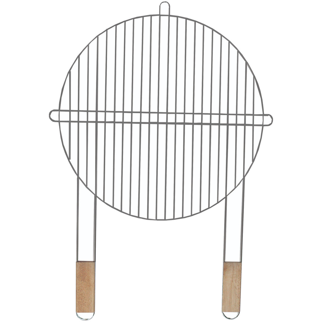Master Grill & Party grille ronde, acier chromé, poignées en bois, 51cm, MG257
