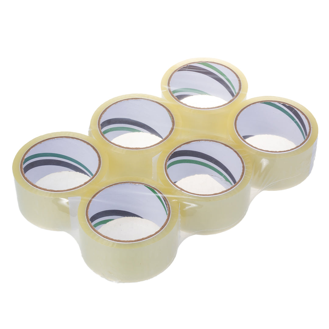 Ruban d'emballage acrylique transparent auto-adhésif 54m 48mm - 6 pièces