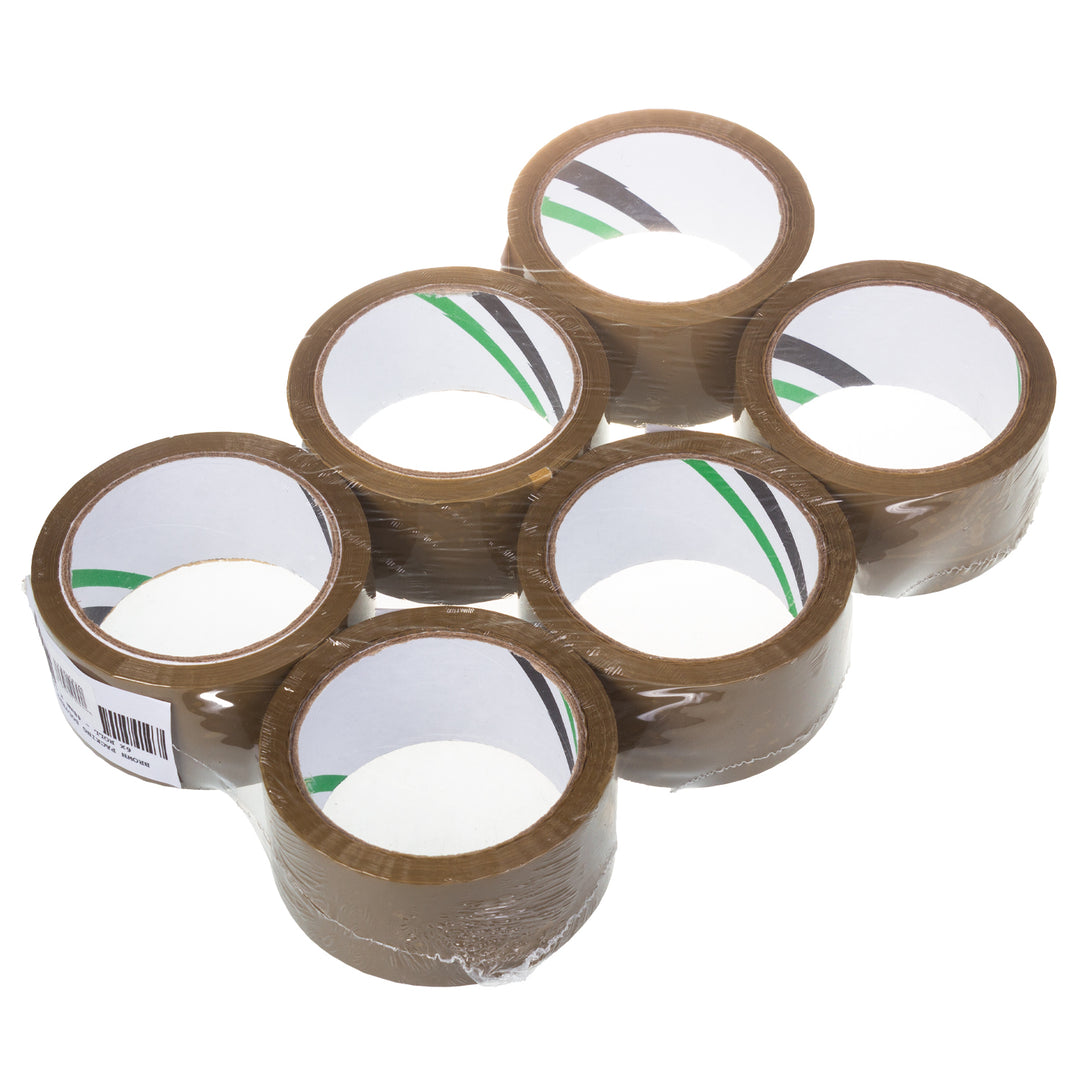 Ruban d'emballage autocollant brun à solvant 54m 48mm - 6 pièces