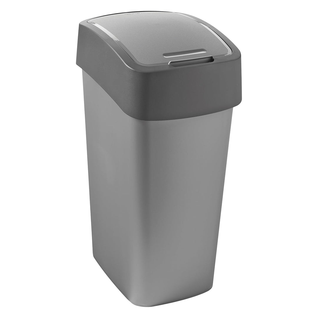 Poubelle Curver, avec couvercle, à charnières, 45l, gris, Flip Bin