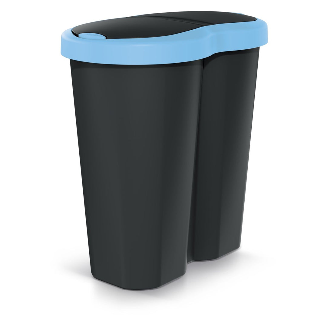 Corbeille à papier Compacta R Duo, bleu/noir, capacité 40L, un compartiment, deux couvercles, NDRF40-2717C_S411
