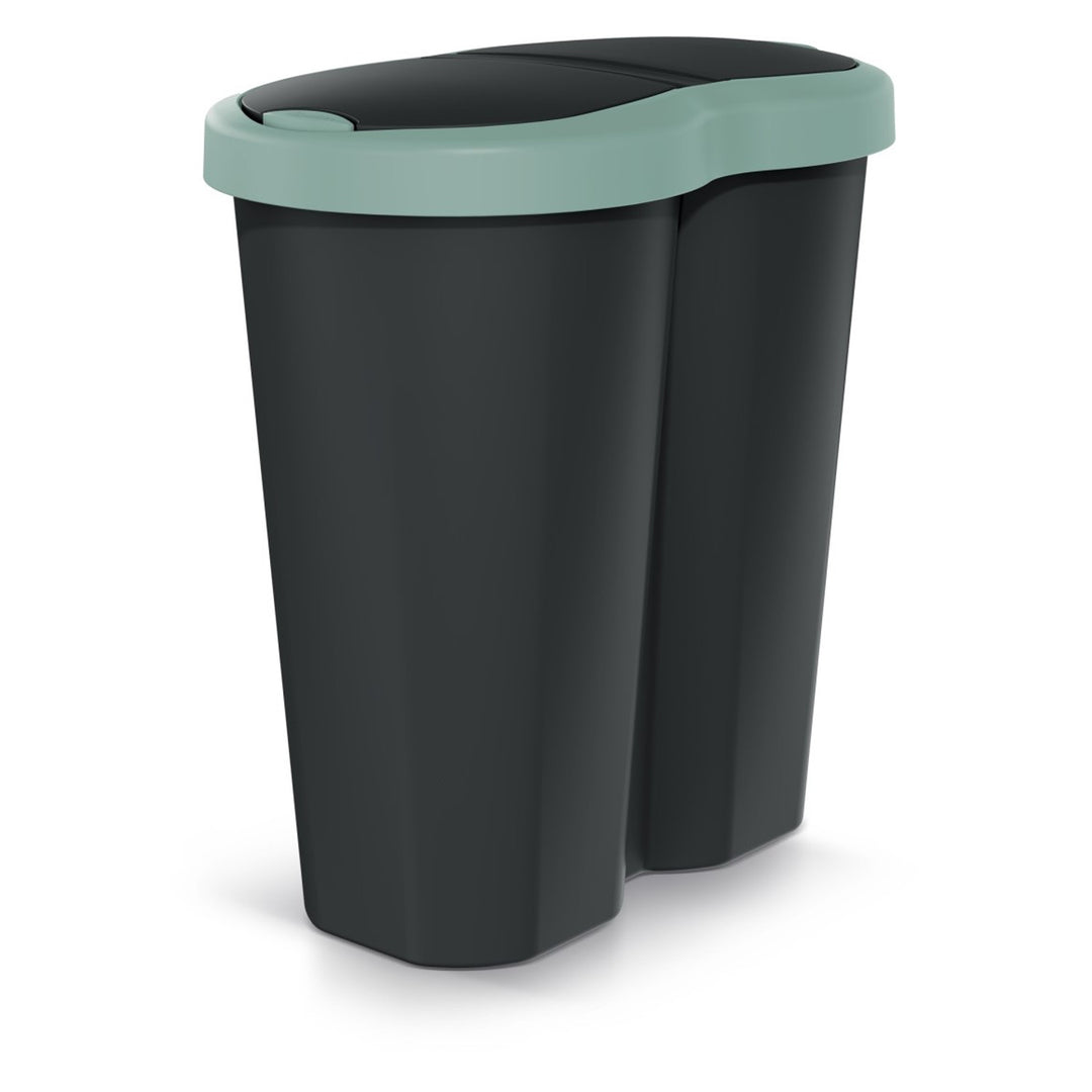 Corbeille Compacta R Duo, vert/noir, capacité 40L, un compartiment, deux couvercles, NDRF40-5575C_S411
