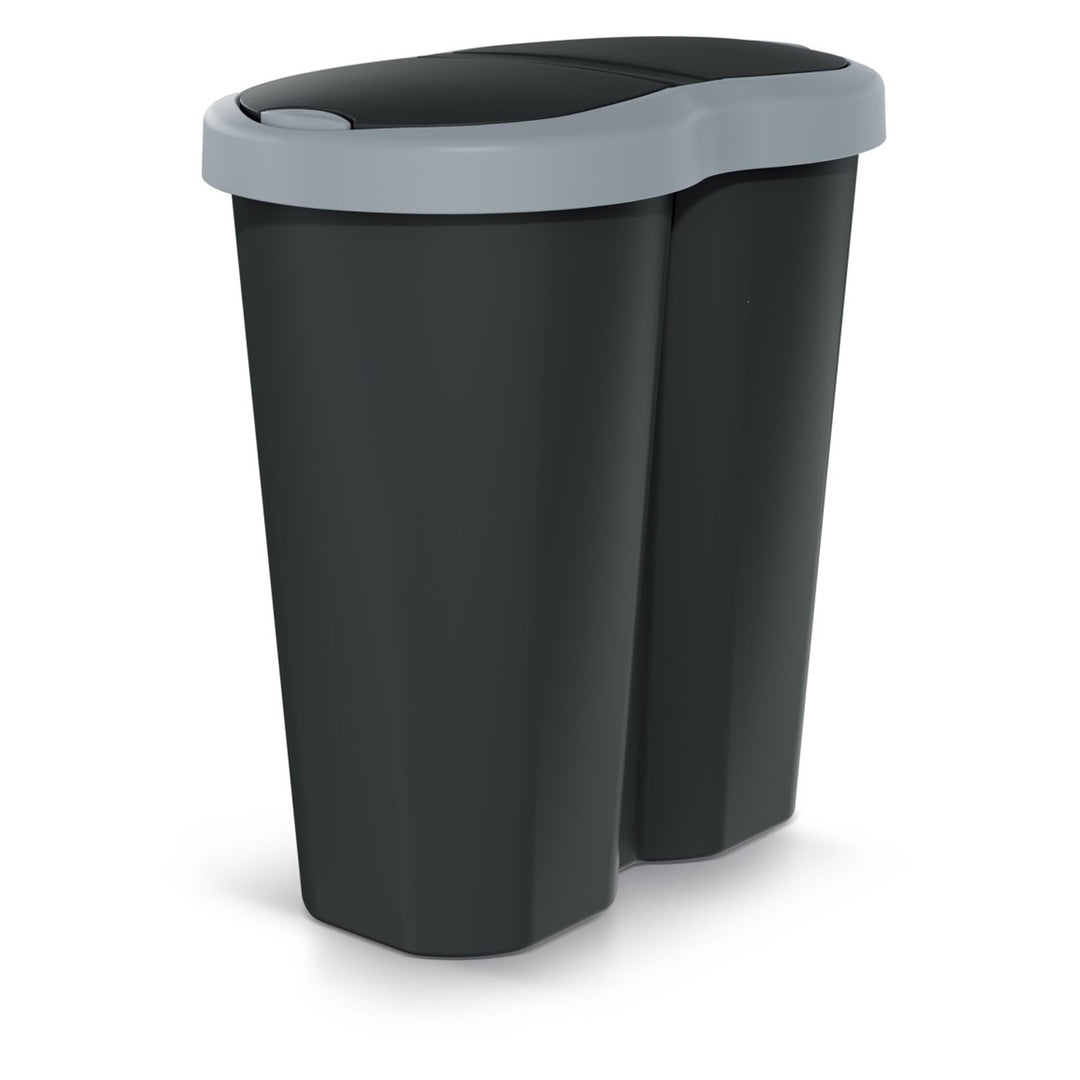 Corbeille Compacta R Duo, gris/noir, capacité 40L, un compartiment, deux couvercles, NDRF40-429U_S411