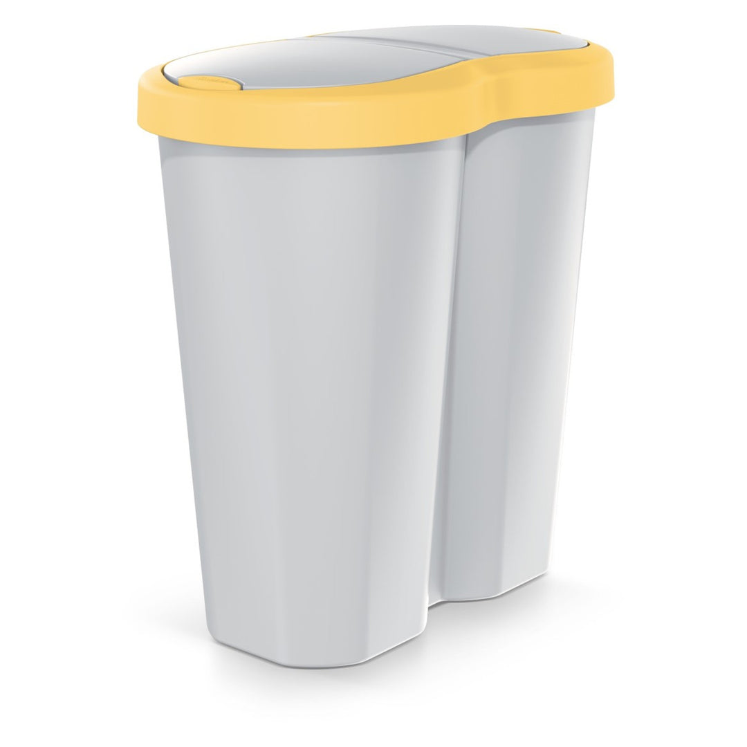 Corbeille à papier Compacta R Duo, jaune/cache, capacité 40L, un compartiment, deux couvercles, NDRF40-1215C_427C
