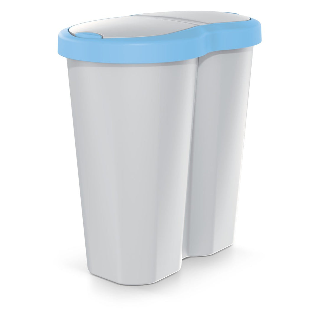Corbeille à papier Compacta R Duo, bleu/ash, capacité 40L, un compartiment, deux couvercles, NDRF40-2717C_427C