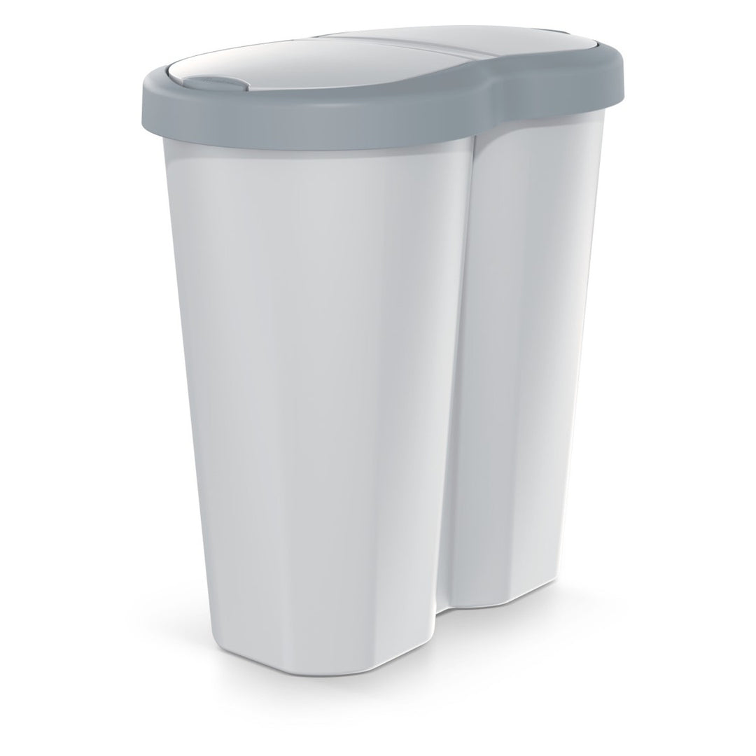 Corbeille Compacta R Duo, gris/gris cendré, capacité 40L, un compartiment, deux couvercles, NDRF40-429U_427C