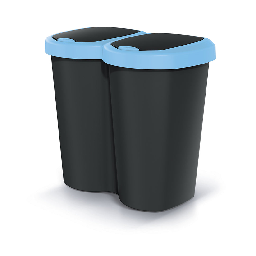 Poubelle Compacta B Duo, bleu/noir, capacité 40L, un compartiment, deux couvercles, version murale, NDBS40-2717C_S411