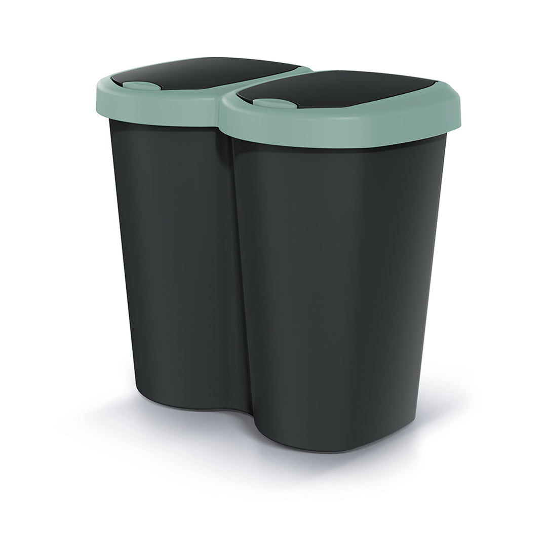 Poubelle Compacta B Duo, vert/noir, capacité 40L, un compartiment, deux couvercles, version murale, NDBS40-5575C_S411