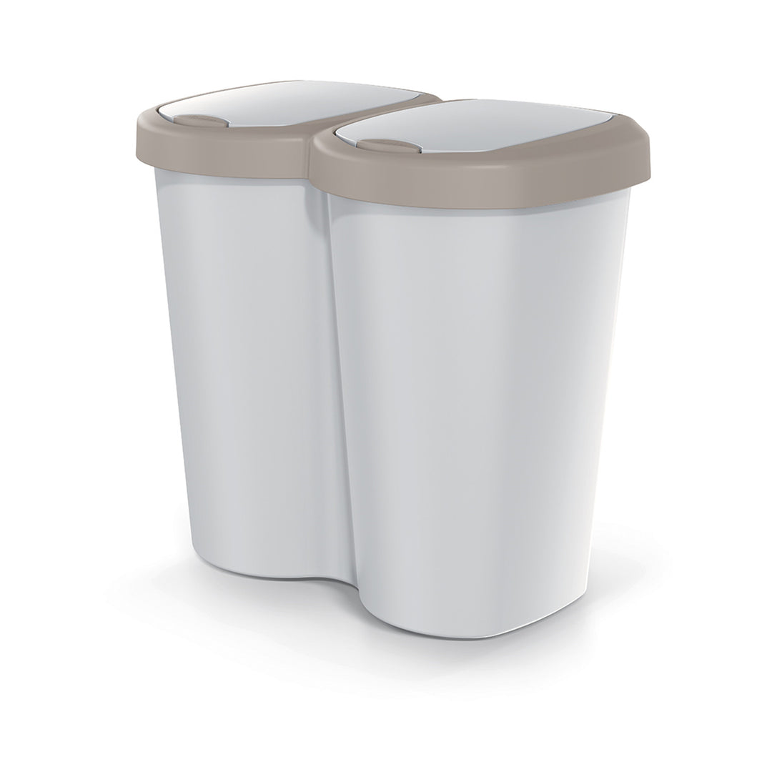 Corbeille Compacta B Duo, brun/ashmere, capacité 40L, un compartiment, deux couvercles, version murale, NDBS40-WG5C_427C