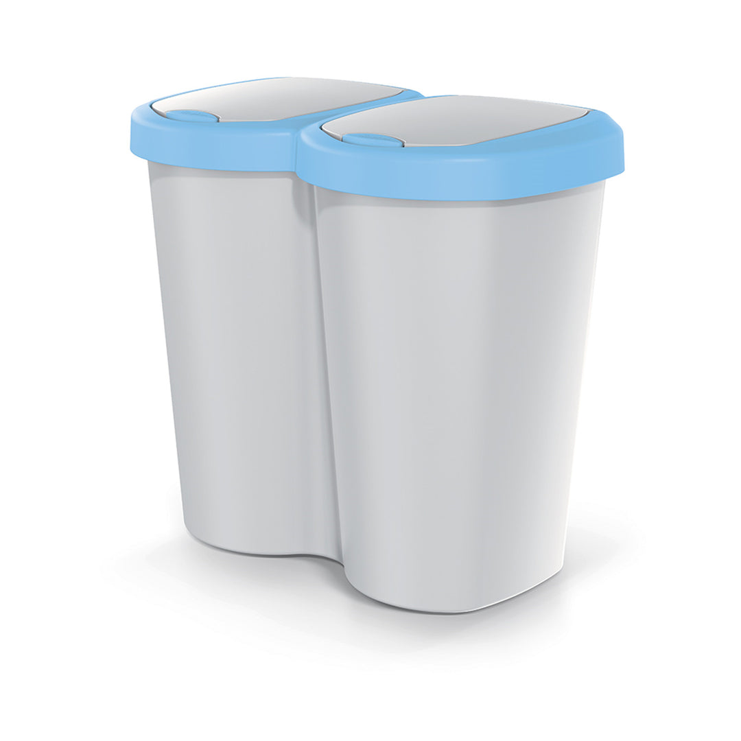 Poubelle Compacta B Duo, bleu/ashmere, capacité 40L, un compartiment, deux couvercles, version murale, NDBS40-2717C_427C