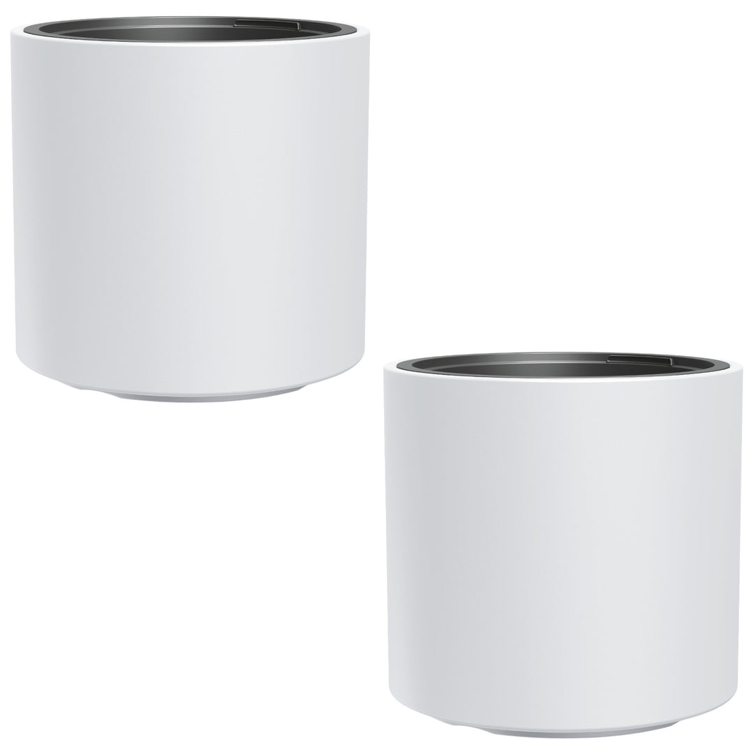 HEOS pot de fleurs résistant au gel, blanc, avec insert, capacité 31L, givré, DBHER470, 2 pièces