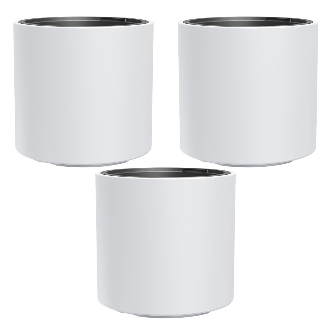 HEOS pot de fleurs résistant au gel, blanc, avec insert, capacité 31L, mat, DBHER470, 3 pièces