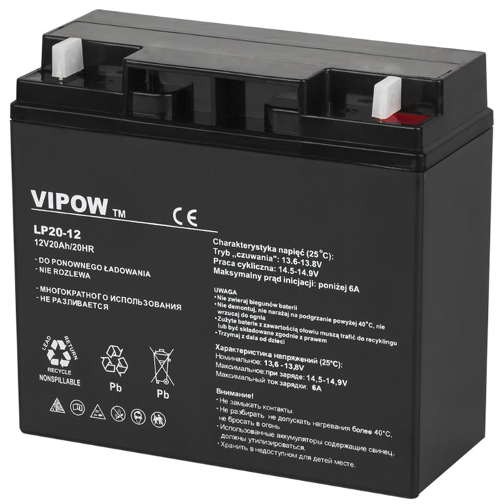 Batterie gel rechargeable 12V 20Ah sans entretien Vipow