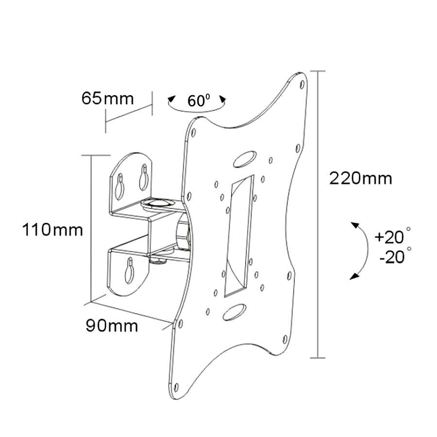 Ondersteuning voor TV 23-50" 30kg VESA 200x200 Maclean MC-501A B