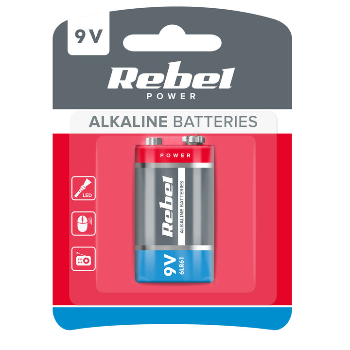 R-9V 6LR61 9V alcaline Rebelle BAT0062B pile longue durée