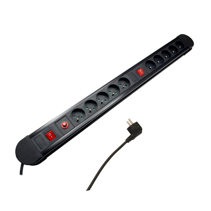 Multiprise Maclean, rallonge 10 prises, 2 interrupteurs, protection et signalisation de surcharge, 3680 W, MCE10